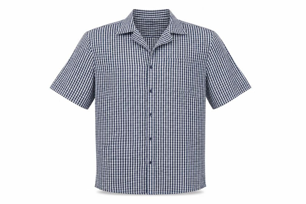 Peacocks  Mens Blue Check Polyester  Button-Up Size L Collared Button