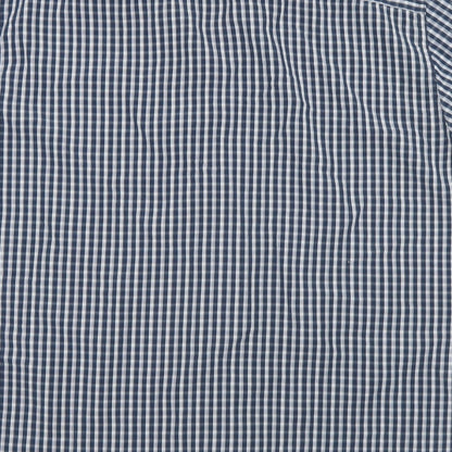 Peacocks Mens Blue Check Polyester  Button-Up Size L Collared Button