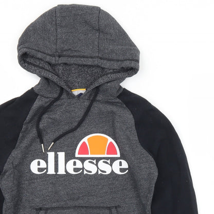Preloved ellesse Womens Grey  Cotton Pullover Hoodie Size 8 - Back