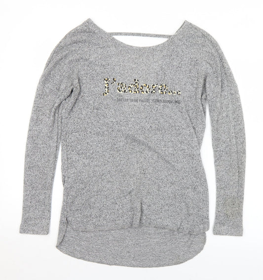 River Island Womens Grey Round Neck  Polyester Pullover Jumper Size 8   - J'adore