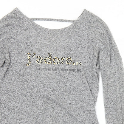 River Island Womens Grey Round Neck  Polyester Pullover Jumper Size 8   - J'adore