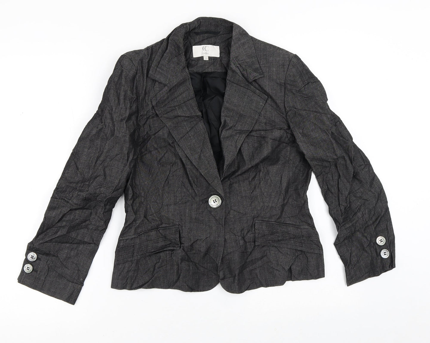 CC Womens Grey Striped  Jacket Blazer Size 10
