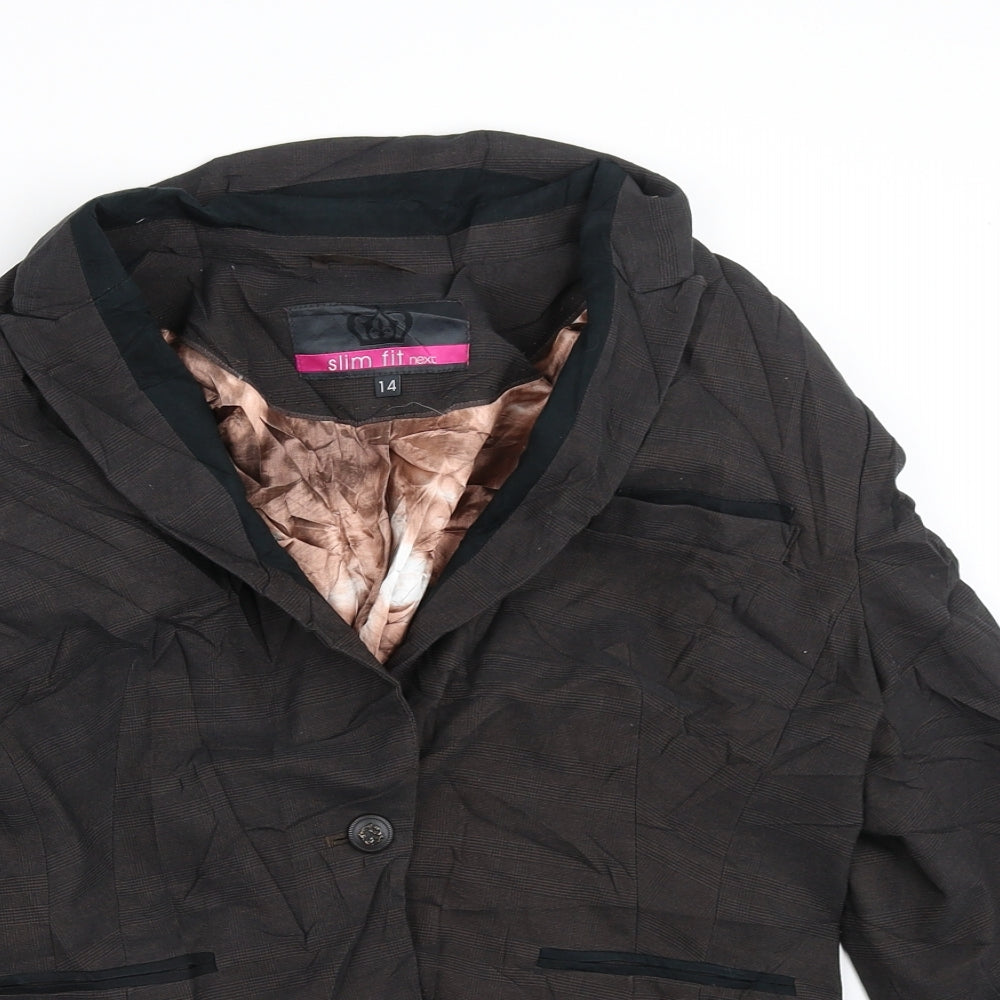 NEXT Womens Brown Plaid  Jacket Blazer Size 14   - Slim fit