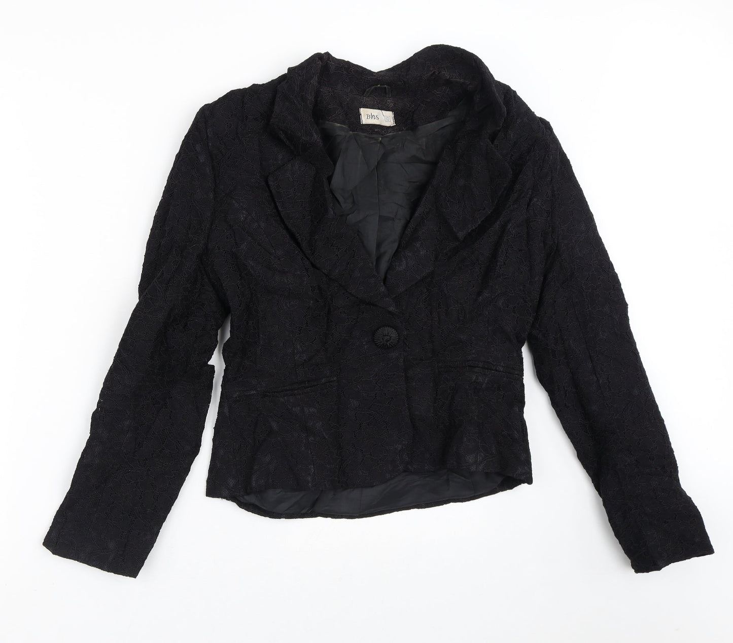 BHS Womens Black Floral  Jacket Blazer Size 10