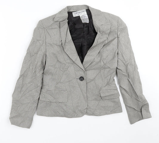 Impressions Womens Beige Geometric  Jacket Blazer Size 10
