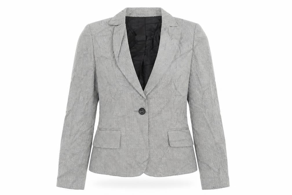 Impressions Womens Beige Geometric  Jacket Blazer Size 10
