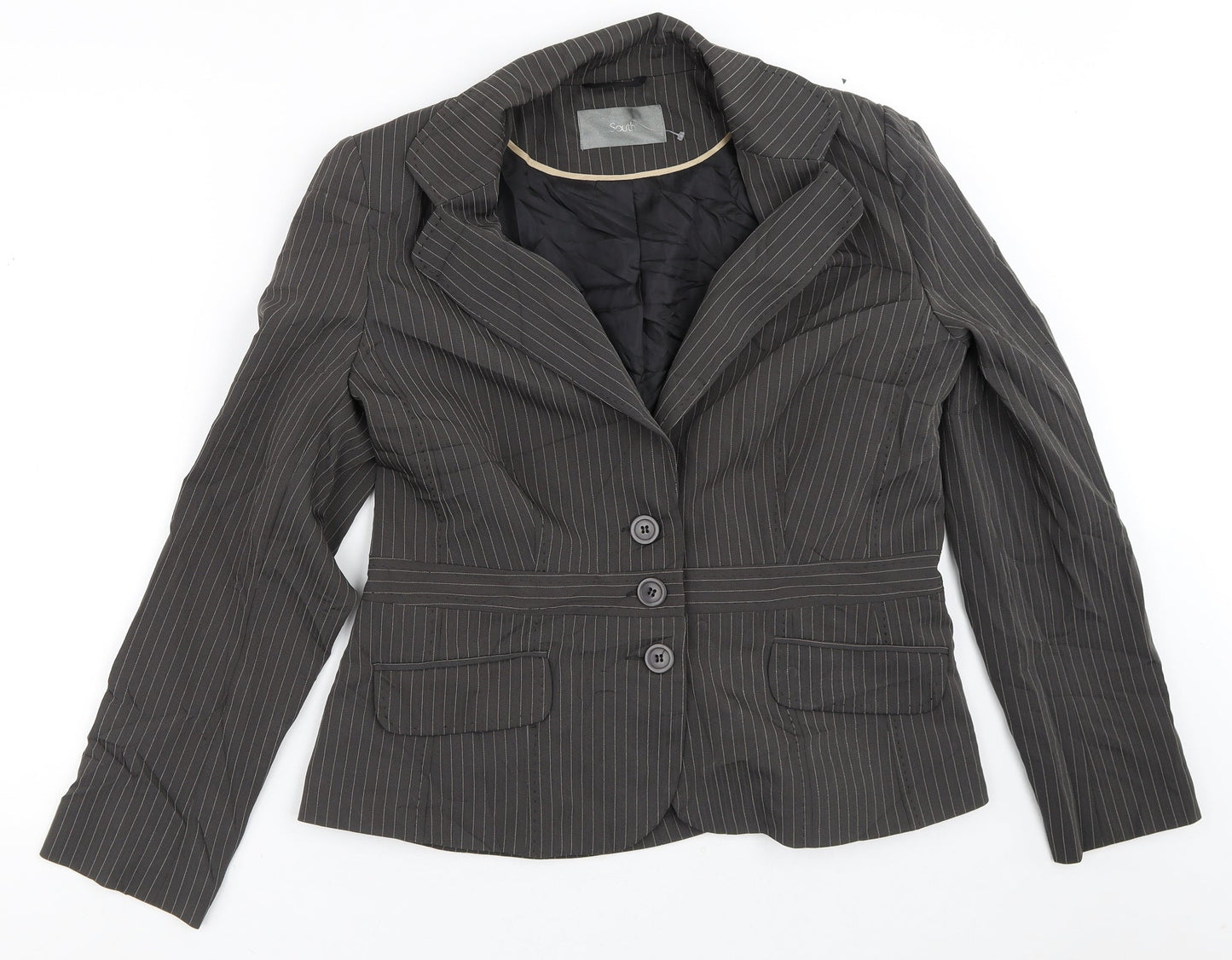 South Womens Brown Striped  Jacket Blazer Size 16