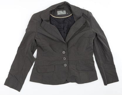 South Womens Brown Striped  Jacket Blazer Size 16