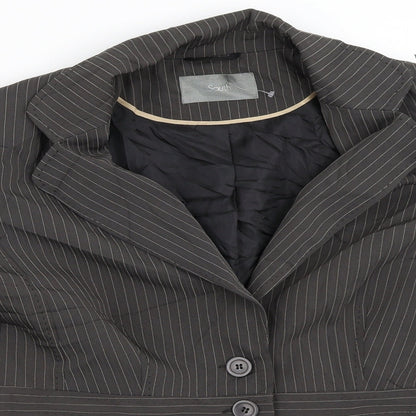 South Womens Brown Striped  Jacket Blazer Size 16