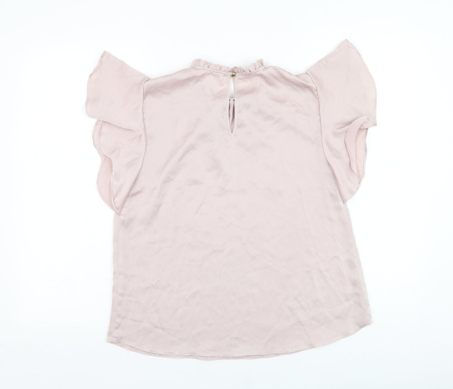 Preworn Womens Pink  Polyester Basic Blouse Size M Round Neck