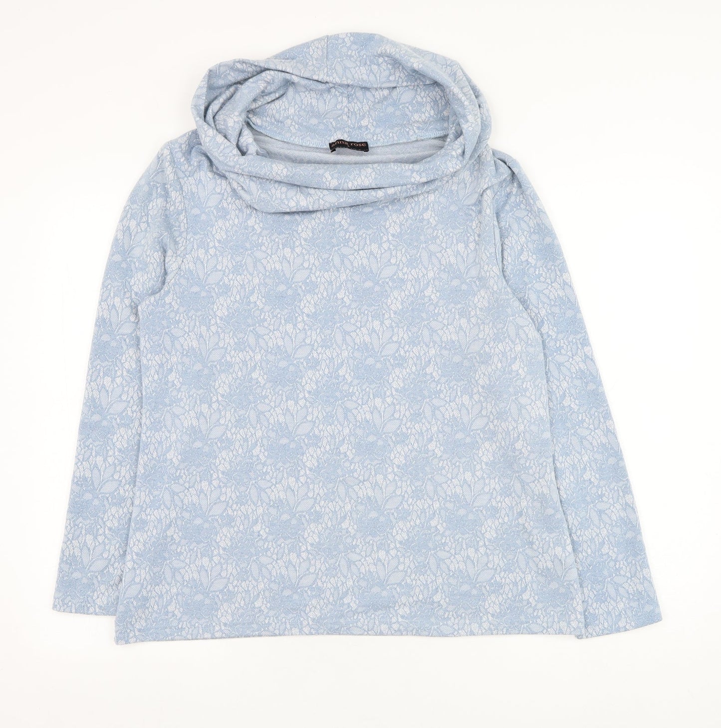 Anna Rose Womens Blue Roll Neck Floral Polyester Pullover Jumper Size L