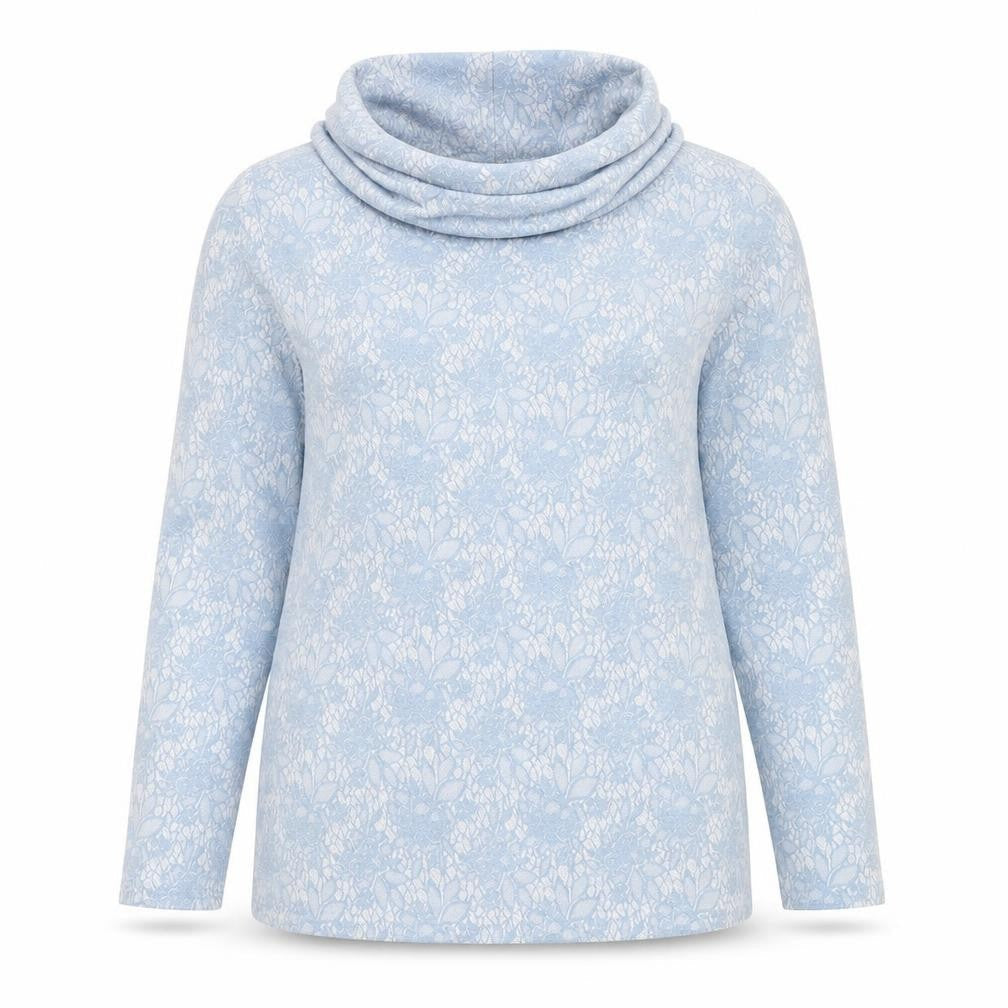 Anna Rose Womens Blue Roll Neck Floral Polyester Pullover Jumper Size L