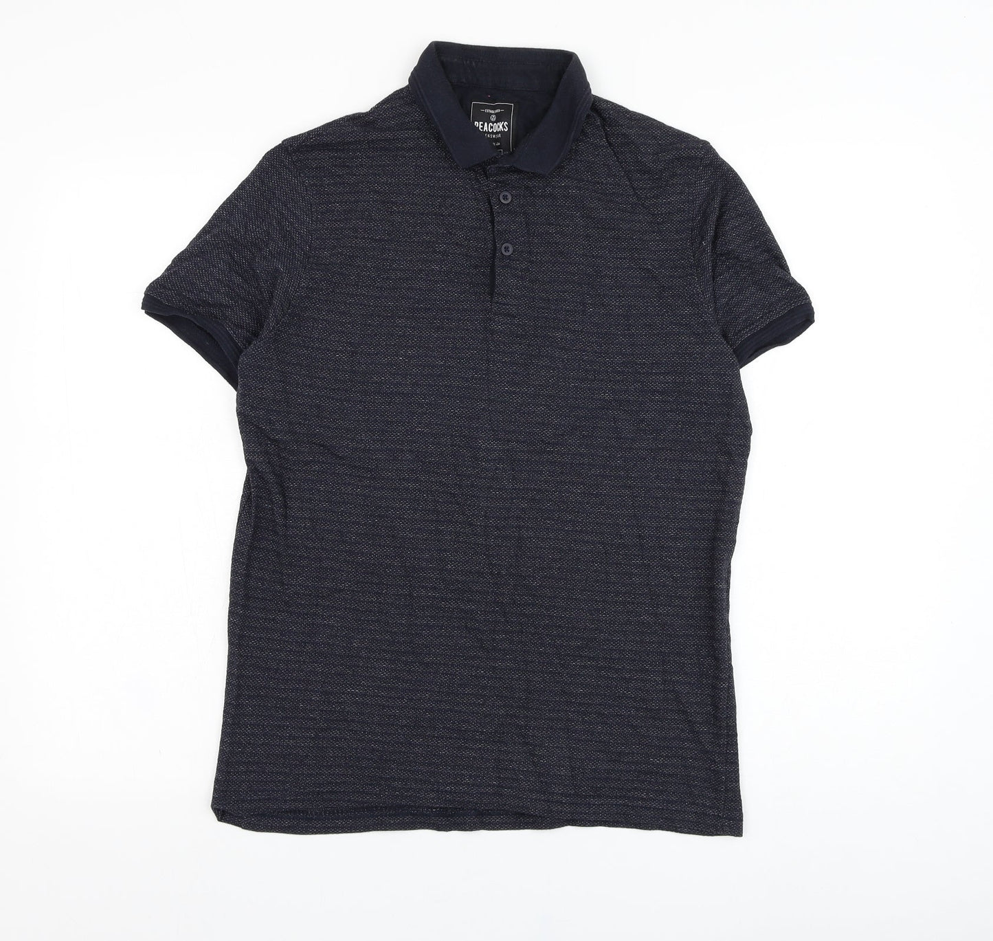Peacocks Mens Blue  Cotton  Polo Size S Collared Pullover