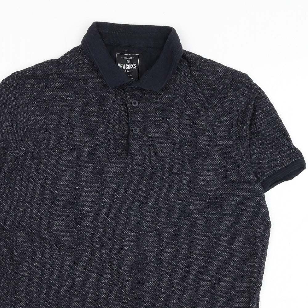 Peacocks Mens Blue  Cotton  Polo Size S Collared Pullover