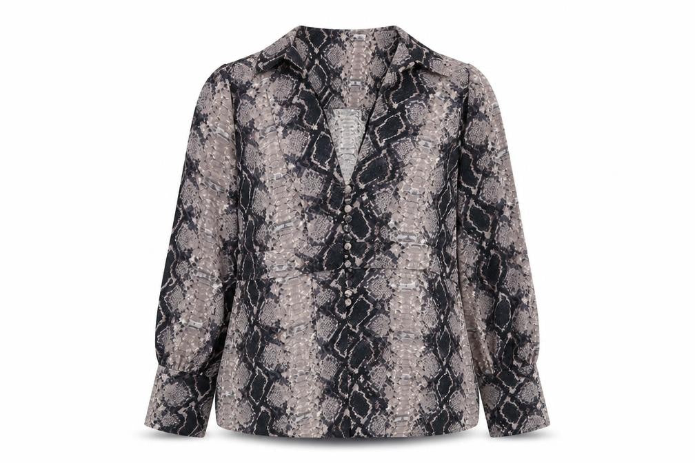 Topshop Womens Purple Animal Print Polyester Basic Blouse Size 10 V-Neck