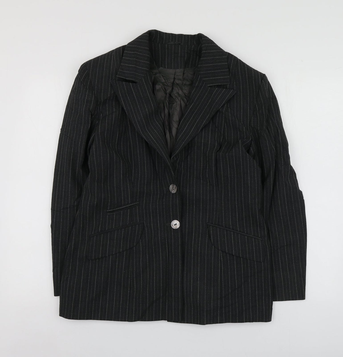 The  Collection Womens Grey Striped Polyester Jacket Suit Jacket Size 14