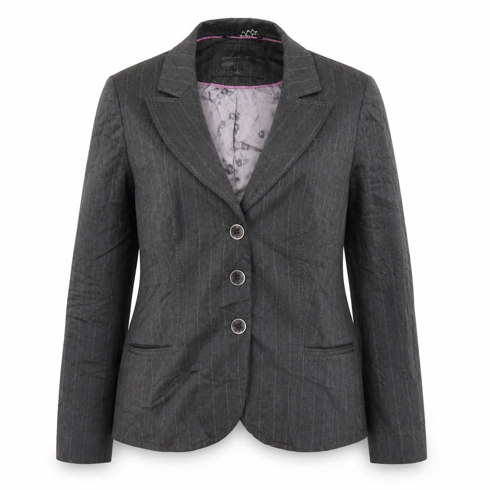 Per Una Womens Grey Striped Polyester Jacket Suit Jacket Size 16