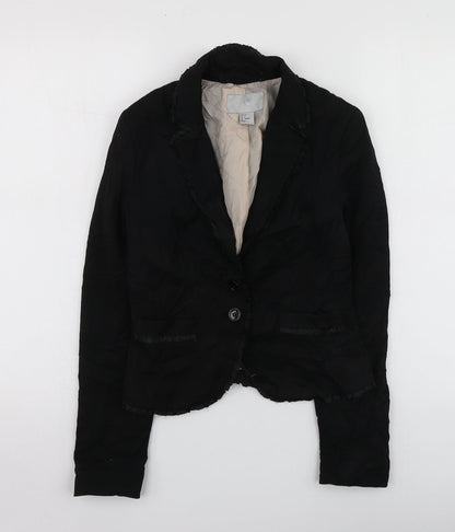 H&M Womens Black  Polyester Jacket Suit Jacket Size 34