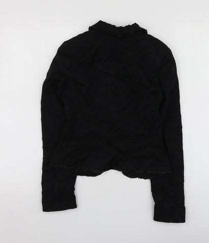 H&M Womens Black  Polyester Jacket Suit Jacket Size 34