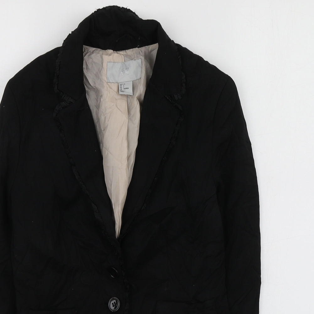H&M Womens Black  Polyester Jacket Suit Jacket Size 34