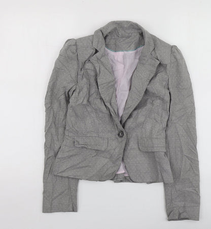 F&F Womens Grey Polka Dot Polyester Jacket Suit Jacket Size 6