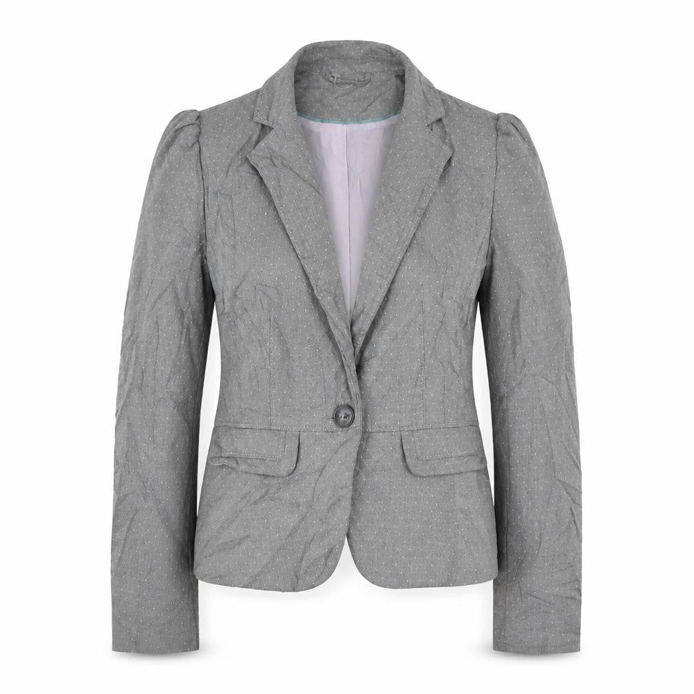 F&F Womens Grey Polka Dot Polyester Jacket Suit Jacket Size 6