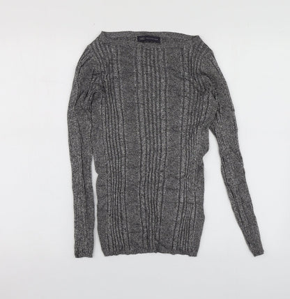 M7S Womens Grey Round Neck  Viscose Pullover Jumper Size 10