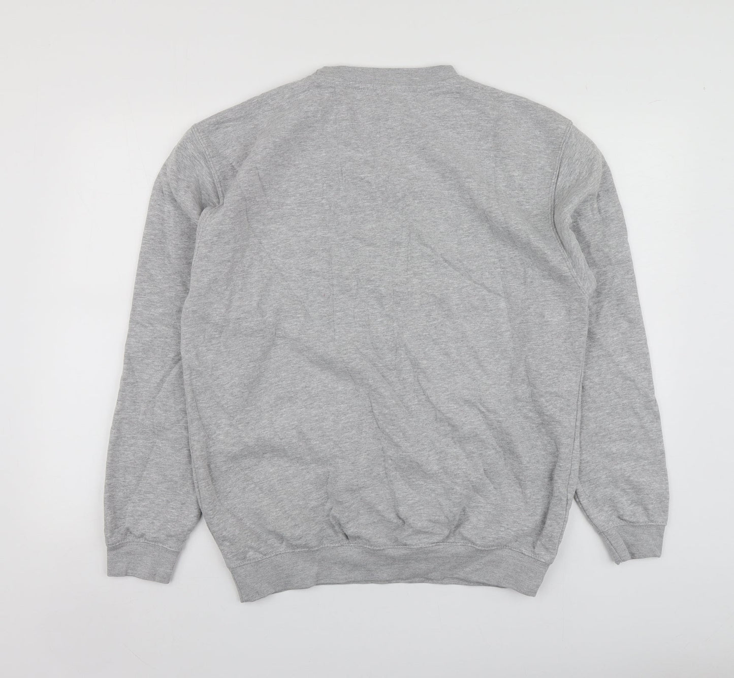 Just Hoods Mens Grey Geometric Cotton Pullover Hoodie Size L