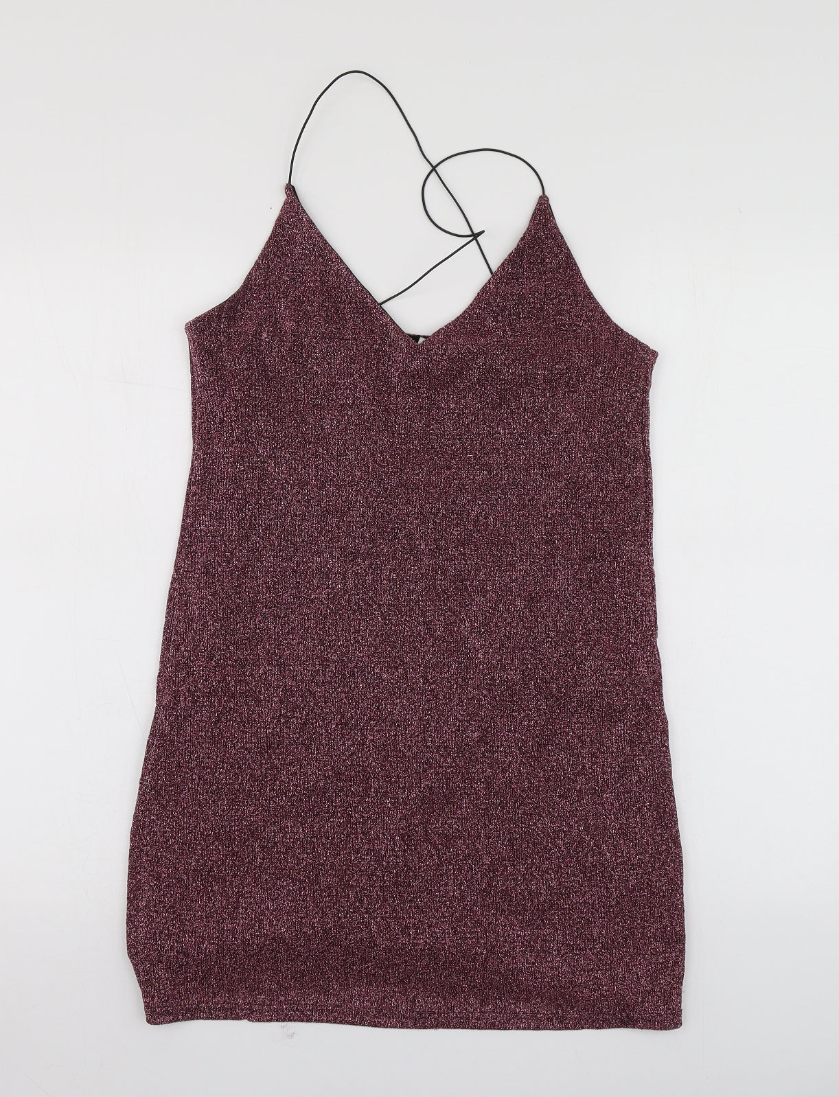 Sparkle & Fade Womens Purple  Viscose Basic Blouse Size M V-Neck