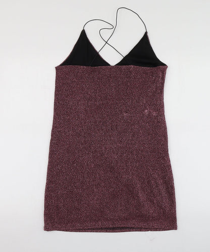 Sparkle & Fade Womens Purple  Viscose Basic Blouse Size M V-Neck