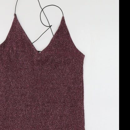 Sparkle & Fade Womens Purple  Viscose Basic Blouse Size M V-Neck