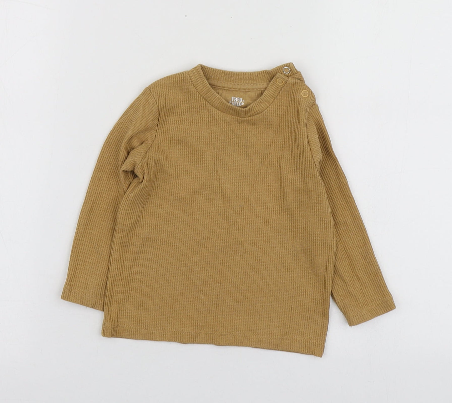 Fred&Flo Boys Brown  Cotton Basic T-Shirt Size 12-18 Months Round Neck