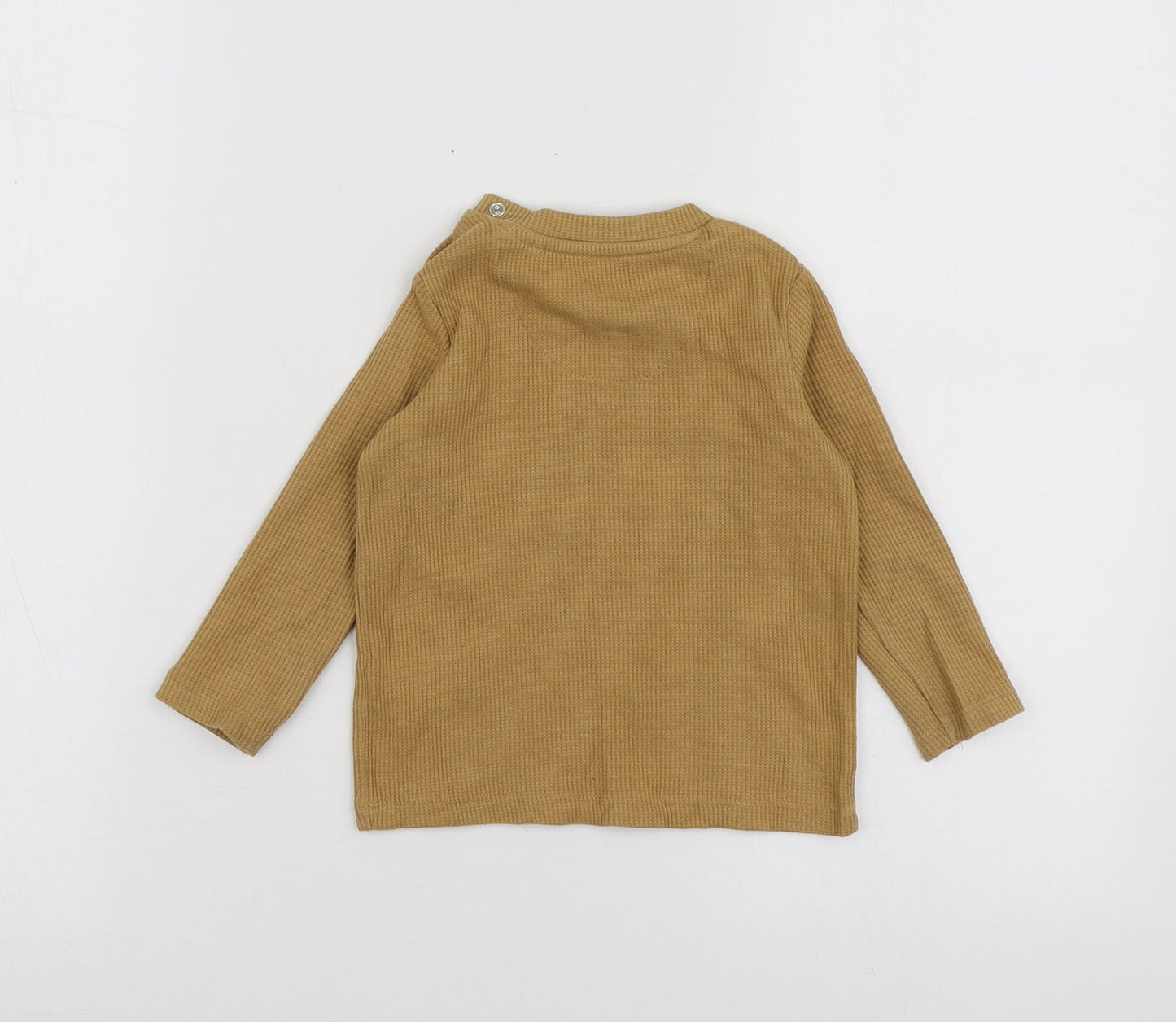 Fred&Flo Boys Brown  Cotton Basic T-Shirt Size 12-18 Months Round Neck