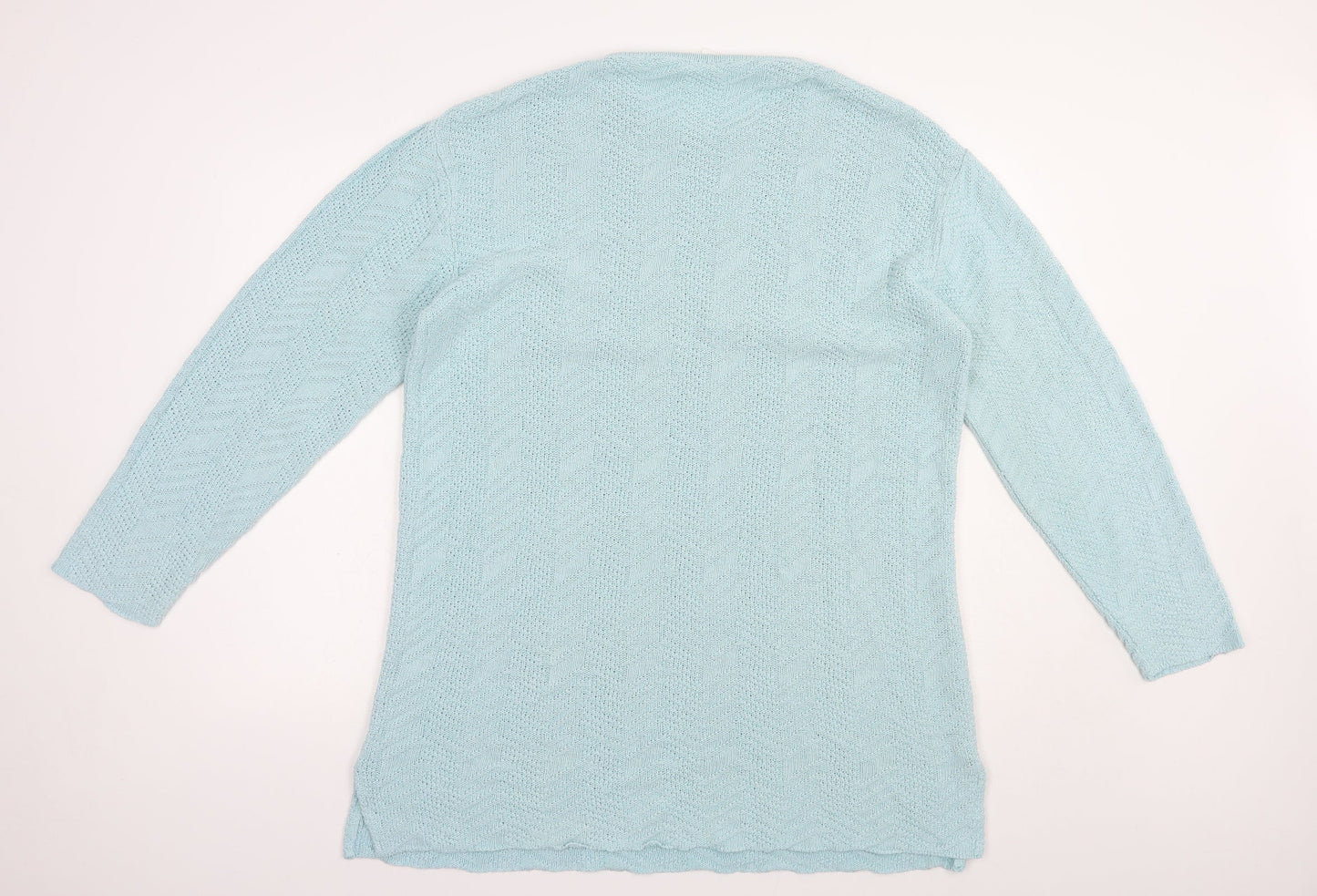 Fashion Extra Womens Blue Crew Neck  Acrylic Tunic Jumper Size 16