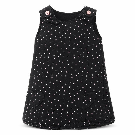 George Girls Black Geometric Cotton Pinafore/Dungaree Dress  Size 12-18 Months  Round Neck