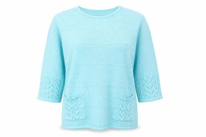 Mind Flower Womens Blue Round Neck  Acrylic Pullover Jumper Size L
