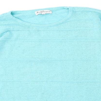 Mind Flower Womens Blue Round Neck  Acrylic Pullover Jumper Size L