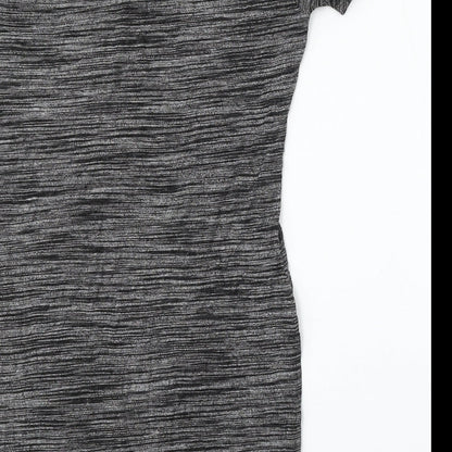 Atmosphere Womens Grey Striped Viscose Basic T-Shirt Size 10 Round Neck