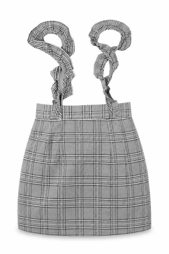 Preworn Womens Grey Plaid Polyester A-Line Skirt Size S