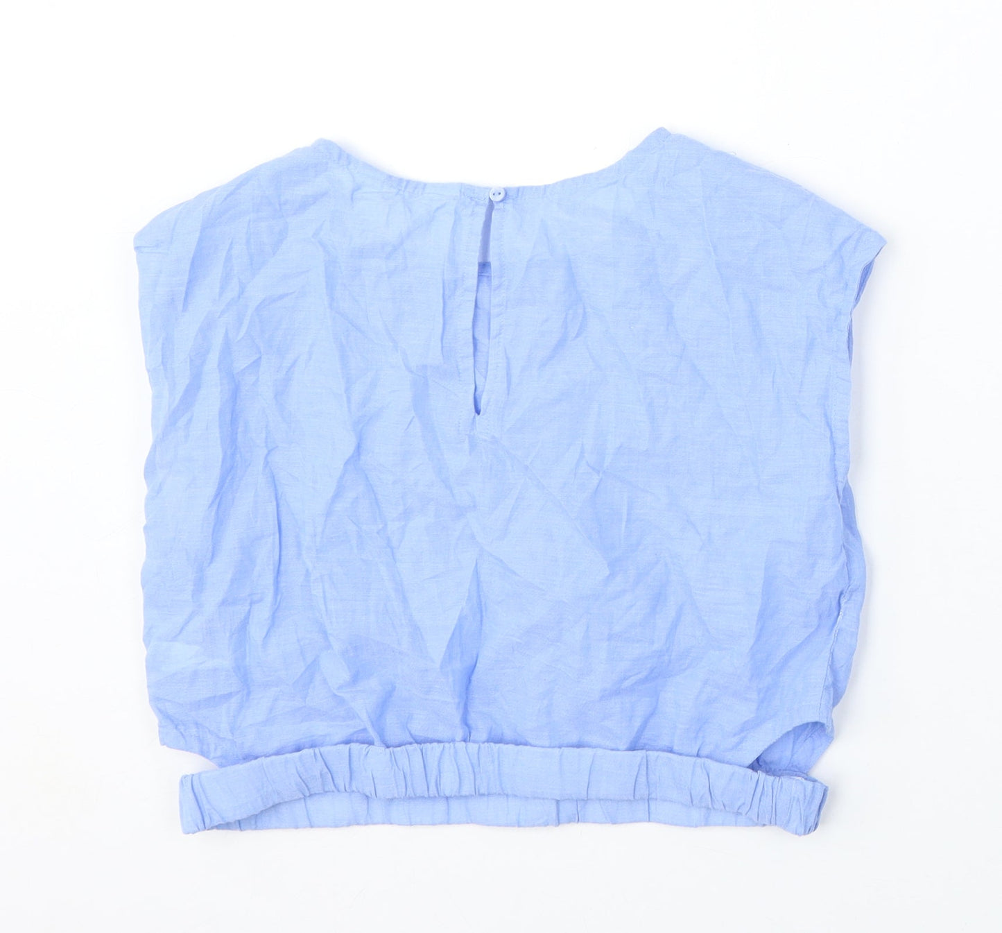 H&M Girls Blue  Cotton Basic Blouse Size 11-12 Years Round Neck