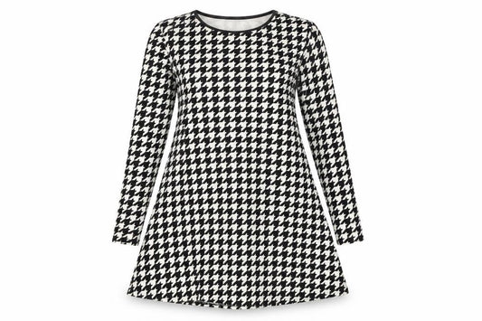MissLook Womens Multicoloured Houndstooth Polyester Skater Dress  Size S  Round Neck