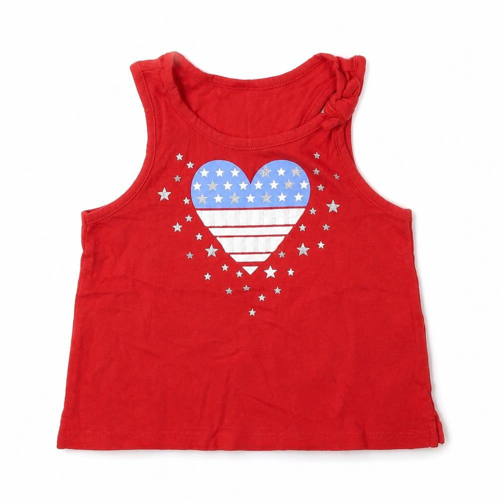 BabyGAP Girls Red  Cotton Basic Tank Size 3 Years Round Neck