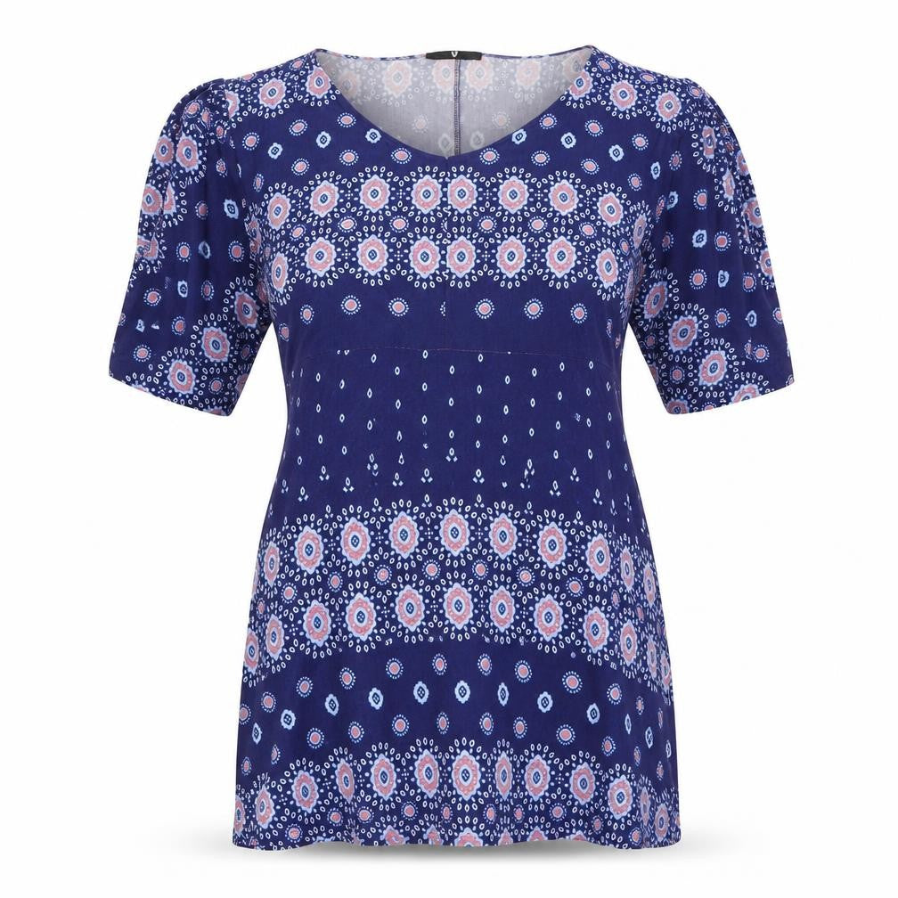 Very Womens Blue Geometric Viscose Sheath  Size 12  Round Neck