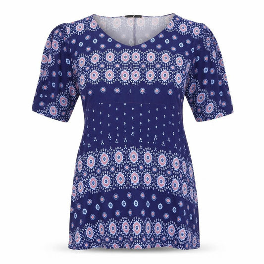 Very Womens Blue Geometric Viscose Sheath  Size 12  Round Neck