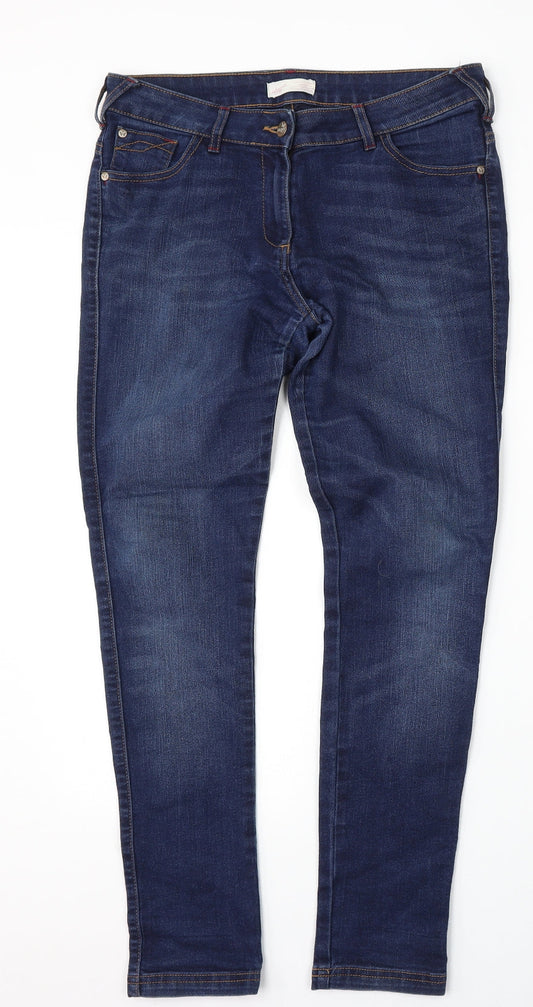 Marks and Spencer Womens Blue  Cotton Skinny Jeans Size 28 L30 in Regular Button