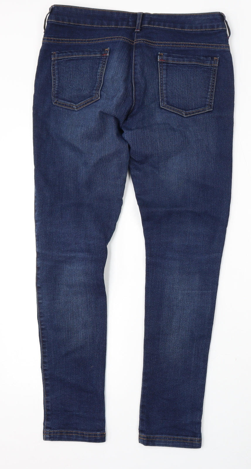 Marks and Spencer Womens Blue  Cotton Skinny Jeans Size 28 L30 in Regular Button