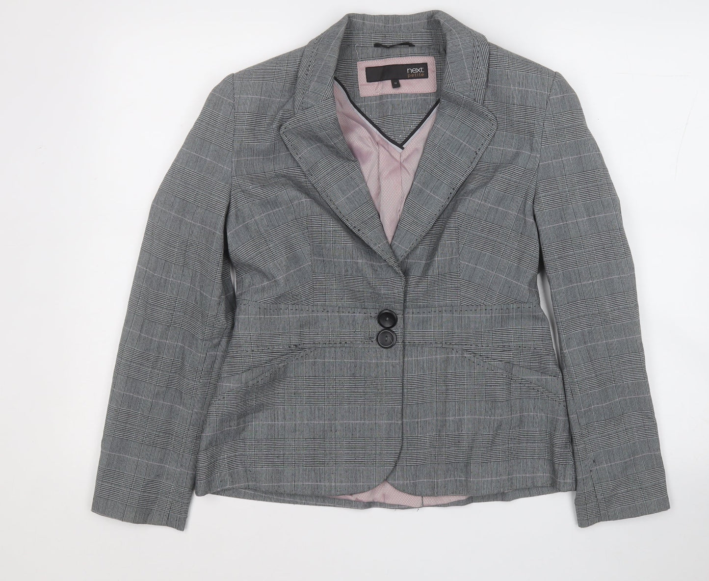 NEXT Womens Grey Plaid  Jacket Blazer Size 12