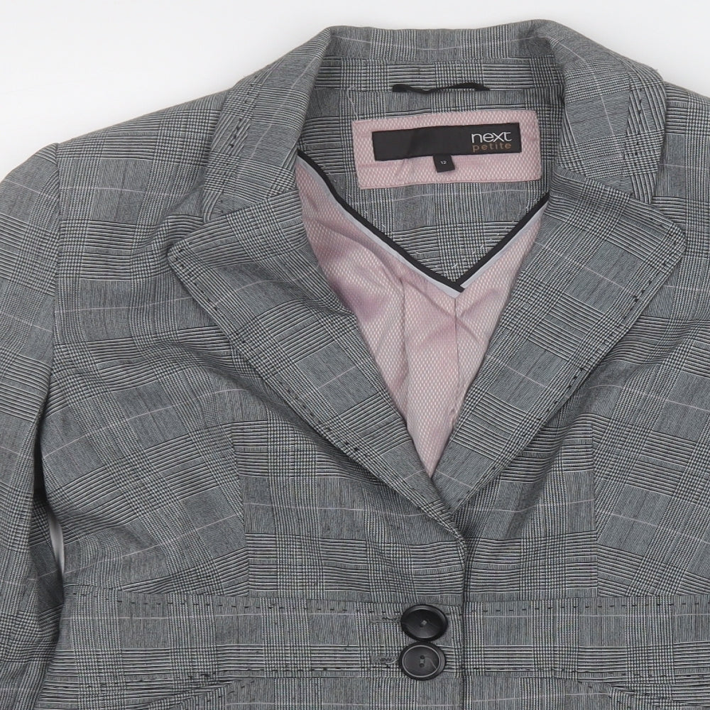 NEXT Womens Grey Plaid  Jacket Blazer Size 12