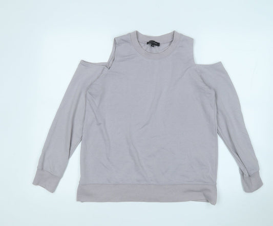 New Look Womens Grey  Cotton Pullover Sweatshirt Size 10