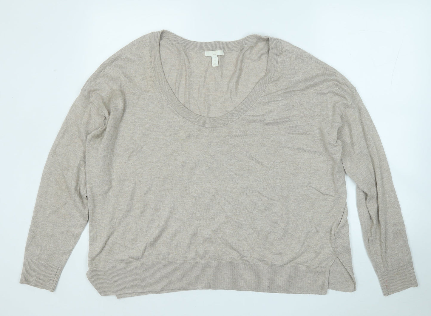 H&M Womens Beige Round Neck  Viscose Pullover Jumper Size L
